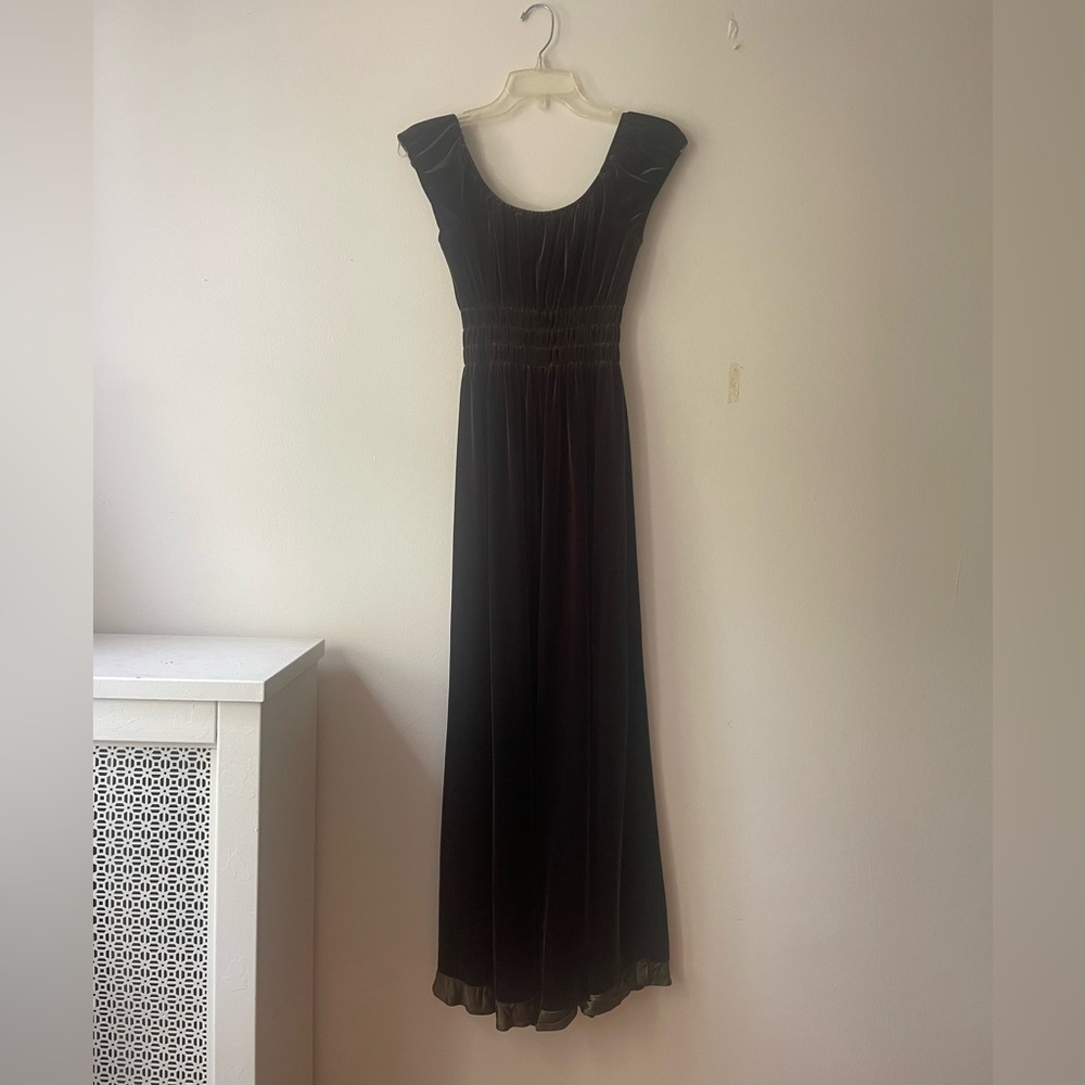 Velvet Forest Green Floor Length Dress